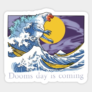 godzilla wave Sticker